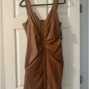 NWT Faux Leather Dress in Brown
